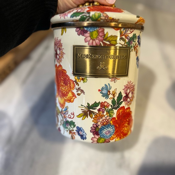 MacKenzie-Childs Floral Canister with Glass Knobs 9” x 5” - Picture 9 of 11